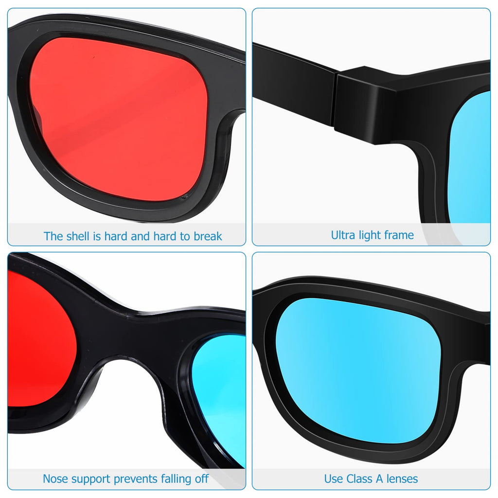 NOLITOY 3D Movie Gaming Glasses, 10Pcs Red-Blue Lens 3D Viewing Glasses Lightweight Frame Compatible with Ordinary Computer Monitors TVs Projectors