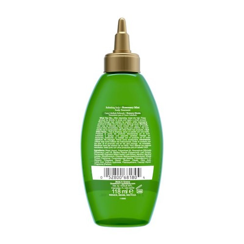 OGX Extra Strength Refreshing Scalp + Rosemary Oil Mint Dry Scalp Treatment, Peppermint & Witch Hazel Scalp Detox, Clarifying Leave-In to Help Remove Buildup and Refresh, Shiny Hair Finish, 4 fl oz
