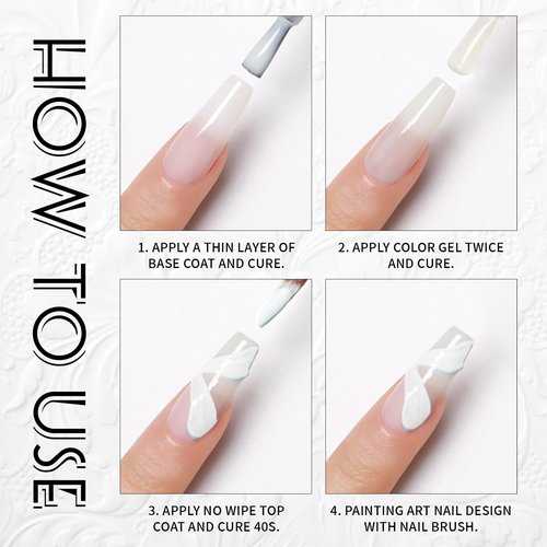U-Shinein Sculpture Painting Nail Gel with Chrome Nail Powder 3D Black and White Painting Carved Nail Gel Metallic Mirror Effect Creative Molding Gel for DIY Nail Manicure Soak Off UV LED