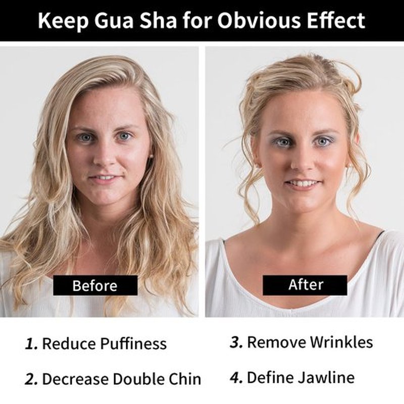 FUIYOOCEN Gua Sha Facial Tools 2 Pack, Natural Jade Guasha Tool for Face,Double Chin & Jawline, Gua Sha Stone Self-Skin Care Face Stone Gua Sha tools for Women Guasha Stone, Black and Green
