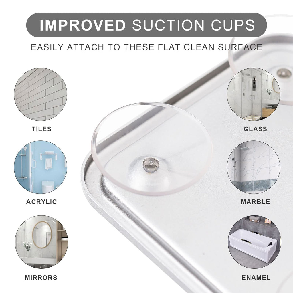 Ettori Shower Mirror Fogless for Shaving- with 4 Suctions, Anti Fog Mirror for Shower, Bathroom, Vanity, Bathtub, Razor Holder for Men
