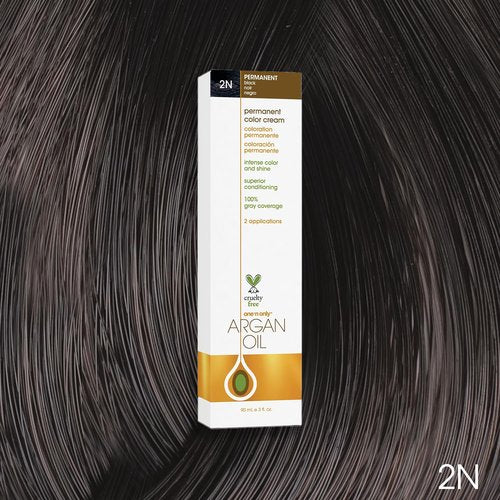 One N' Only Permanent Hair Color - Argan Oil Infused Dye for Rich, Accurate Gray Coverage - 2N Black (3 oz)