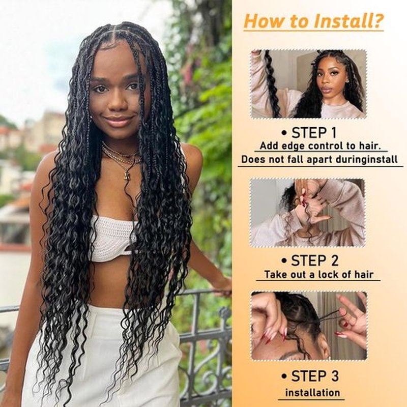Human Braiding Hair Mix Synthetic Deep Wave Bulk Hair for Braiding, 18 Inch Wet and Wavy Braiding Hair 2 Pcs Boho Hair for Braiding Curly Bohemian Hair Extensions