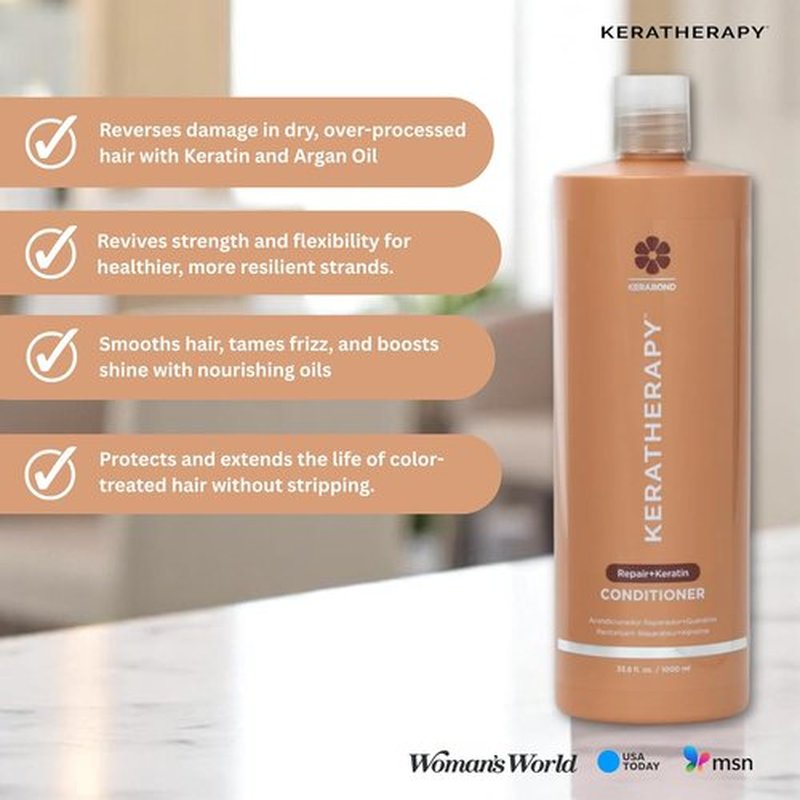 KERATHERAPY KeratinFIXX Repair Conditioner - 33.8 fl. oz. | Nourishing Formula for Dry, Damaged Hair with Caviar & Argan Oil