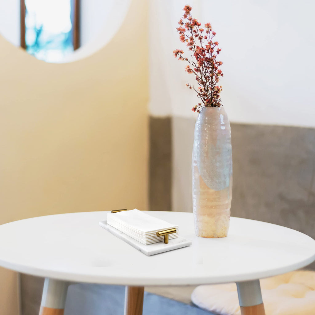 Guest Towel Holder Tray for Bathroom - White Marble-Tray - Napkin Holder for-Bathroom - Paper Hand Towel Holder.