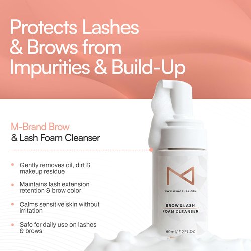 M - Permanent Makeup Brow & Lash Foam Cleanser For Eyelash Extensions, Microblading, Powder Brows, Eyebrows, Nano Brows, Permanent Make Up 60ML