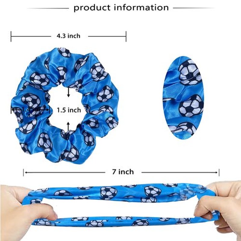 12 Pcs Shiny Soccer Hair Scrunchies Cheer Soccer Uniforms Scrunchie School Performance/Sports/Practice/Party/Gymnastics Scrunchie Ponytail Holder Wrist for Girls Cosplay Show (Blue)