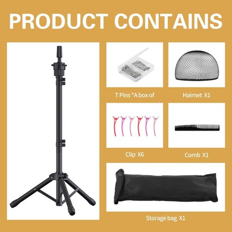 Relx Wig Head Stand - Adjustable Mannequin Head Stand - Wig Stand for Styling - Wig Stand Tripod for Cosmetology Hairdressing Training (Head Not Included)