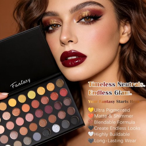 Professional Neutral Smokey Eyeshadow Makeup Palette, Matte Shimmer Metallic Black Grey Dark Goth Eye Shadows for Halloween, Pigmented Warm Smoky Naked Nude Rosy Gold Brown Pallet Daily Make Up Kit