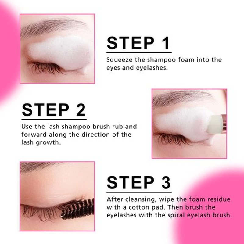 TDANCE Eyelash Extension Cleanser + Brush (60ml) / Shampoo / Wash for Extensions & Natural Lashes / Unscented, Oil, Paraben, Sulfate Free / For Professional & Home Use