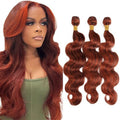 P33/350 Bundle Copper Brown Body Wave Human Hair Bundles Color 350 Ginger Body Wave 3 Bundles 20 20 20 Inch Two Tone Color 33 Auburn Mixe With Ginger Bundle