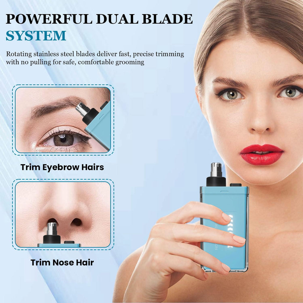 Infinity Choices Nose Hair Trimmer for Men Women - Electric Nose Hair Clipper with Replaceable Stainless Steel Blade, Powerful Motor, Wet/Dry Use, Portable USB Rechargeable Design | Ice Blue