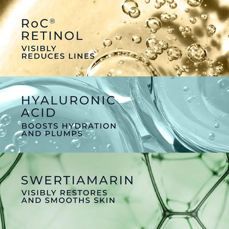 RoC Derm Correxion Neck Cream with Hyaluronic Acid + Advanced Retinol to visibly Tighten & Lift Horizontal Neck Lines, Facial Moisturizer to Contour Face (1.7 oz) with RoC Retinol Eye Packette
