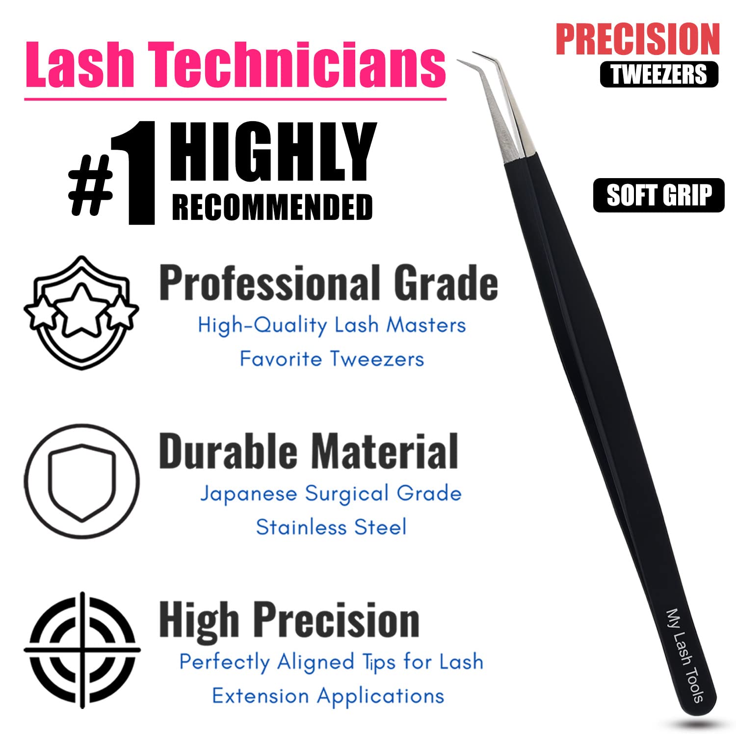 Isolation Lash Tweezers for Eyelash Extension Tweezer for Isolation Lash Extensions 14cm, Best for Individual Isolation & Classic Lashes Japanese Stainless Steel Matte Black)