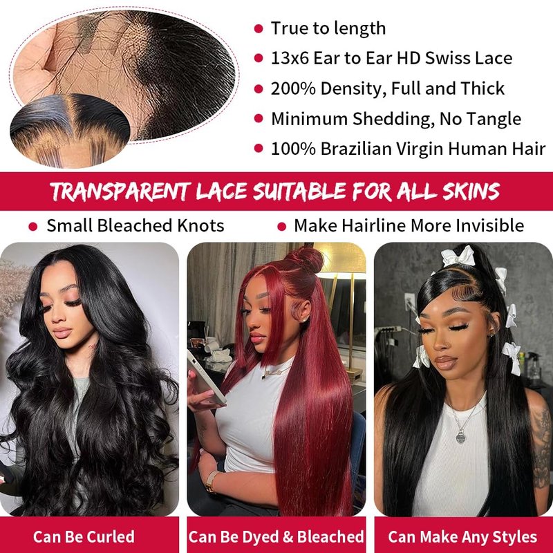 UYCLEJX Straight Wigs Human Hair 32 Inch Straight Human Hair Wig 13x6 HD Lace Front Wigs Human Hair Pre Plucked 200 Density Straight Wig Glueless Wigs For Black Women Natural Color