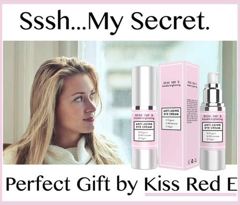 Kiss Red E Anti Aging Eye Cream for Women Men. Vegan Eye Cream for Dark Circles Puffiness Wrinkles 1 OZ 50 Days Supply