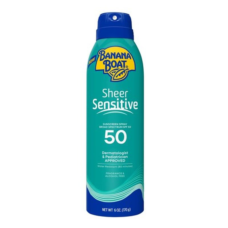 Banana Boat Sheer Sensitive Body Spray, SPF 50, 6oz