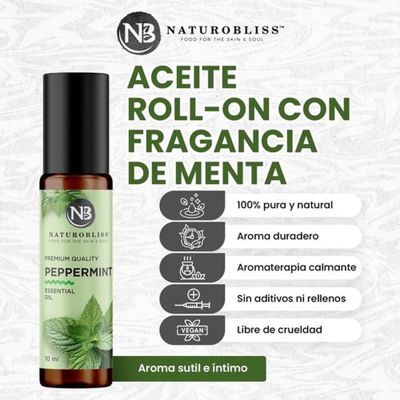 NaturoBliss Peppermint Essential Oil Roll-On - Refreshing Aroma for Relaxation | 10 ml