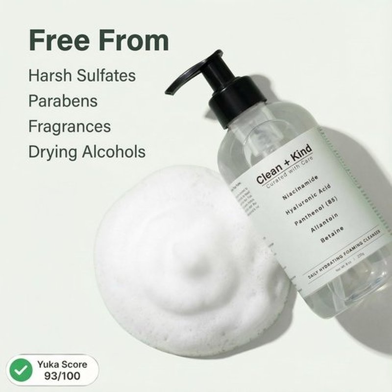 Daily Facial Cleanser for Sensitive Skin – Gentle Non Stripping Face Wash with Niacinamide & Hyaluronic Acid – Removes Makeup, SPF & Oil While Supporting Skin Barrier