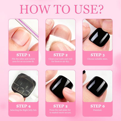 576pc Press on Toenails Women Toe Nails Press ons Nails for Feet, French Tips Toenails Press ons Toes Nail Tips Fake Toenail Glue on Toe Press-on Nail Feet Artificial Acrylic Toes Nail with Glue Tab