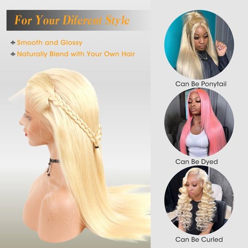 aallinine 613 Lace Front Wig Human Hair 200% Density Blonde Wig Human Hair Straight 30 Inch Blonde 613 13x4 HD Lace Front Wigs Human Hair Pre Plucked with Melted Hairline for Women