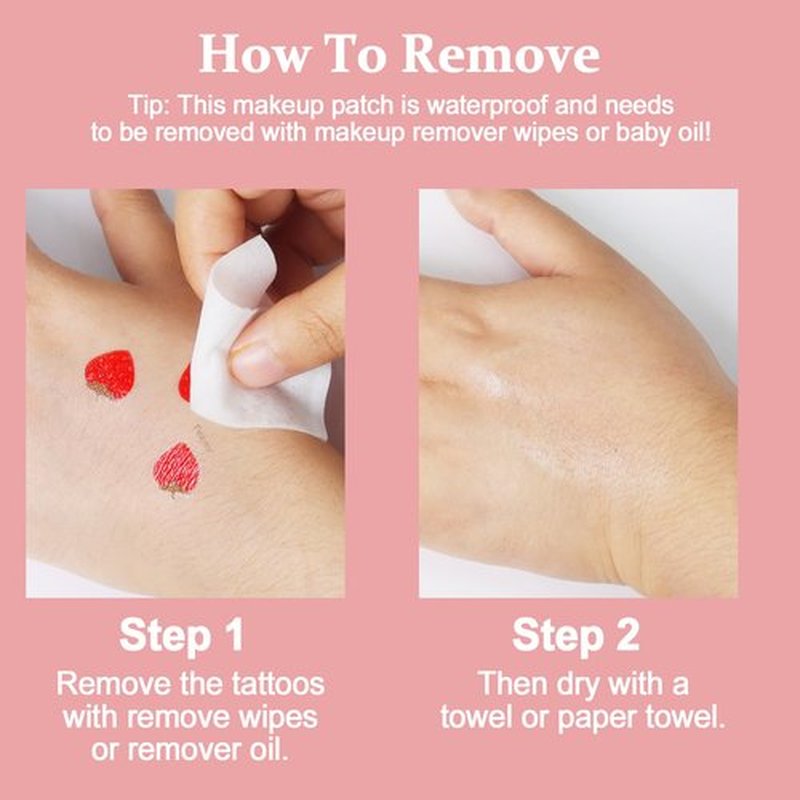 Boko 6Pcs Red Strawberry Speckles Temporary Tattoos, Waterproof and Long Lasting Makeup Patches, Face Strawberry Freckles for Festival Concert Summer Beach Pool Themed Party Beauty Face Makeup