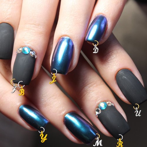 305 Pieces Dangle Nail Piercing Charms ABC Letter Set Alphabet Mini A-Z Letter Charms Alphabet Charms Initial Pendant Nail Jewelry Rings with Nail Piercing Tool Hand Drill for Tips (Silver, Gold)
