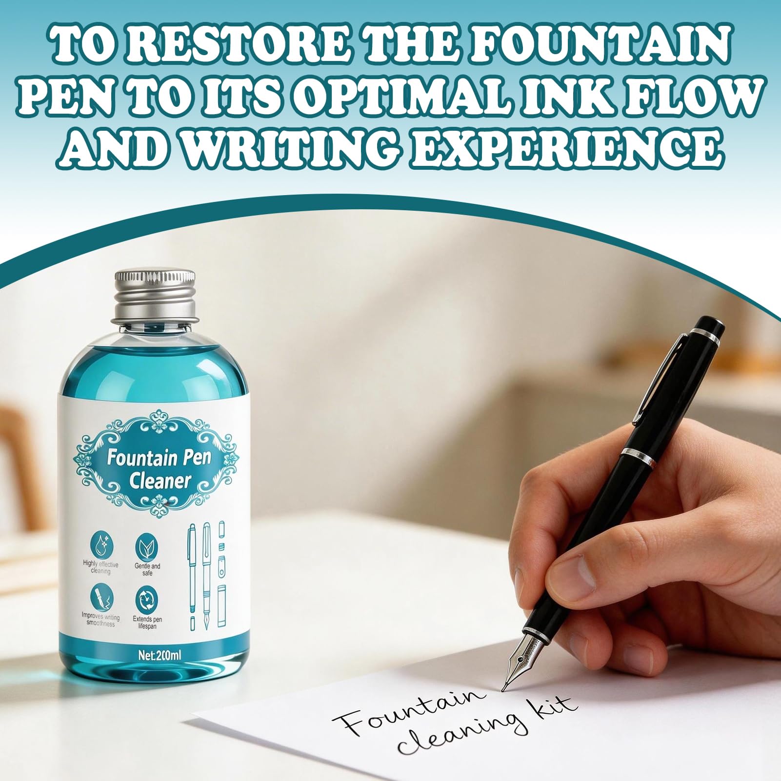 Fountain Pen Cleaner, Fountain Pen Cleaning Kit, Effective Cleaning, 200ml