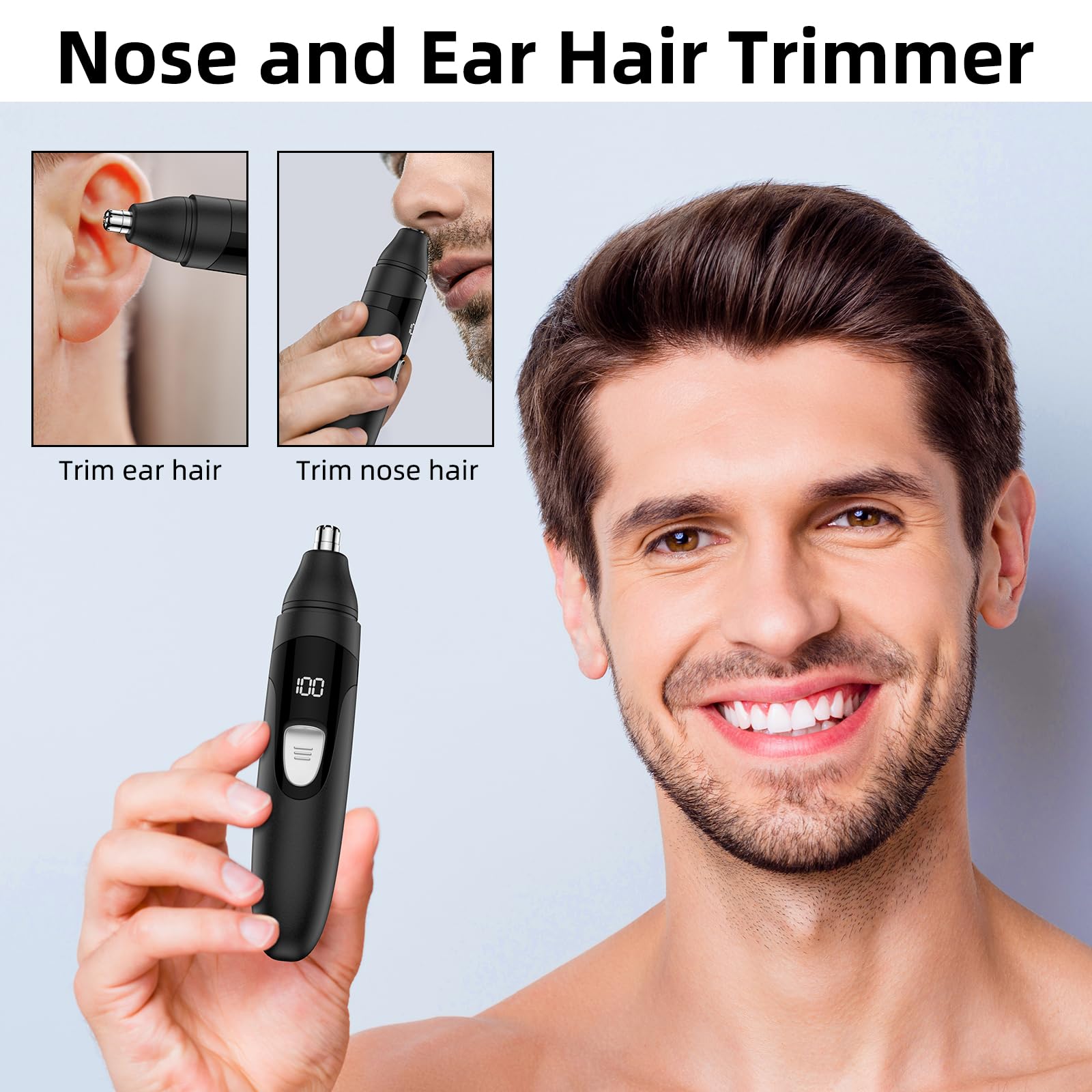 SHOBES Nose Hair Trimmer Painless Rechargeable Ear and Eyebrow Trimmer Professional with Edge Blades (Orange)