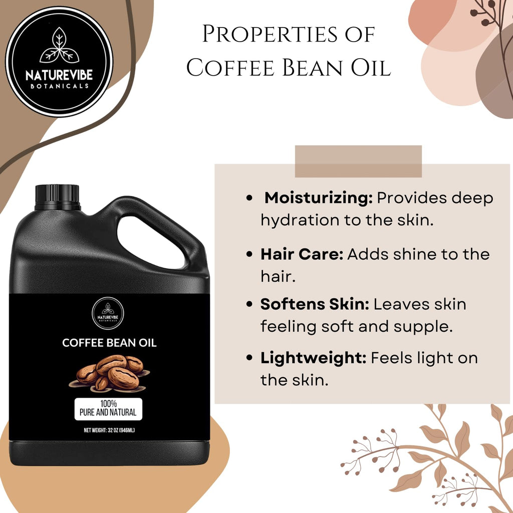 Naturevibe Botanicals Coffee Bean Oil 32 Ounces | 100% Pure and Natural | Great for Skin Care and Hair Care
