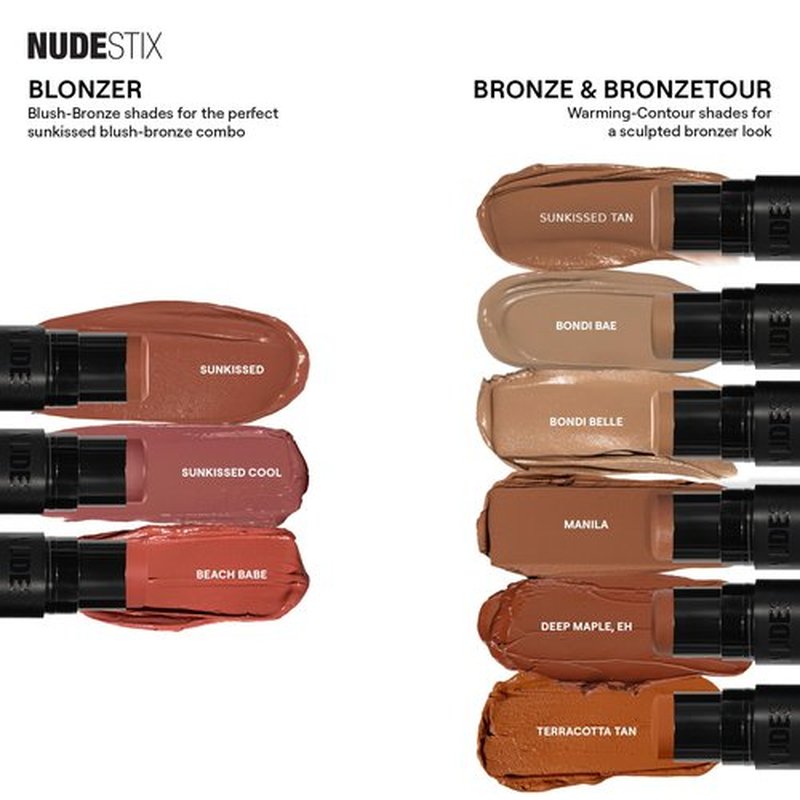 Nudestix Nudies Bronze All Over Matte Bronzing Stick – 3-in-1 Cream Bronzer for Cheeks, Eyes & Lips with Built-In Brush | Natural Contour & Sun-Kissed Glow | Vegan, Long-Wear Makeup (Sunkissed)