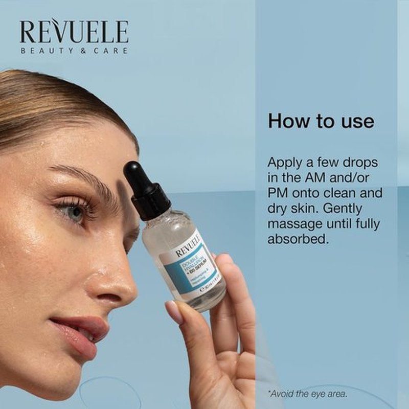 Revuele Double Hyaluron + B5 Serum - Hydrating Face Serum with Hyaluronic Acid & Panthenol, 1 fl. oz.