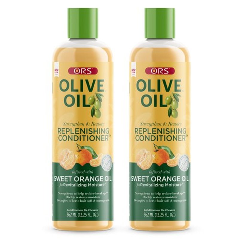 ORS Olive Oil Strengthen & Nourish Replenishing Conditioner infused with Sweet Orange Oil for Revitalizing Moisture 12.25 Ounce (Pack of 2)