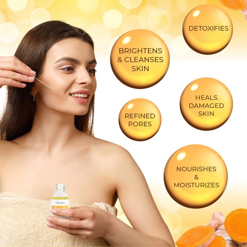 Turmeric Serum for Face & Body - All Natural Skin Brightening Serum for Spots - Turmeric Facial Repair Cleanses Skin, Fights Acne - Pure Oil Skincare for All Types
