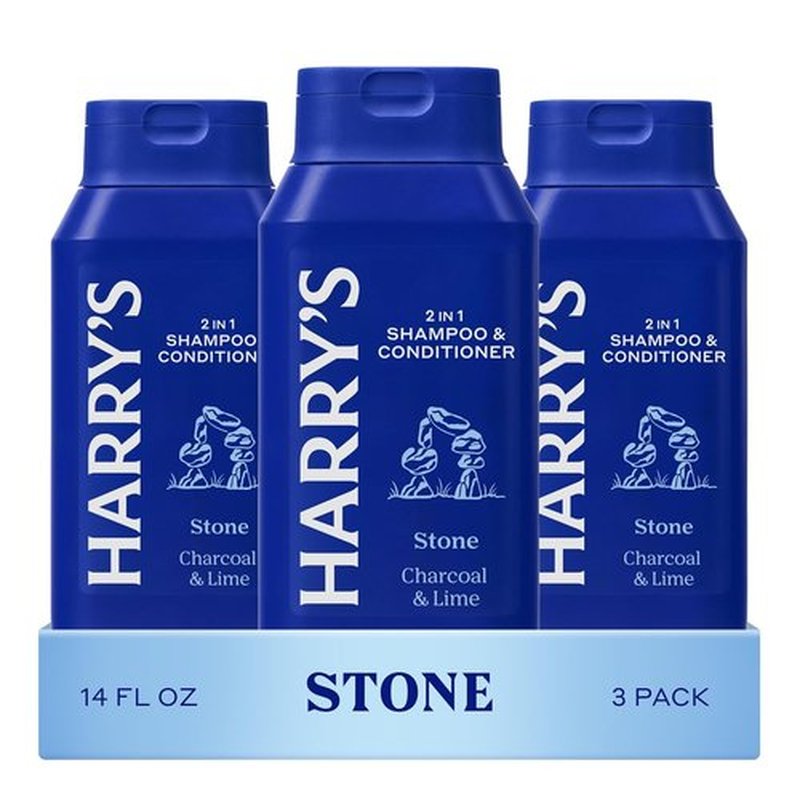 Harry's Men's 2 in 1 Shampoo and Conditioner for All Hair Types - New Stone Scent - (3 Pack) 14 fl oz - No Parabens or Sulfates