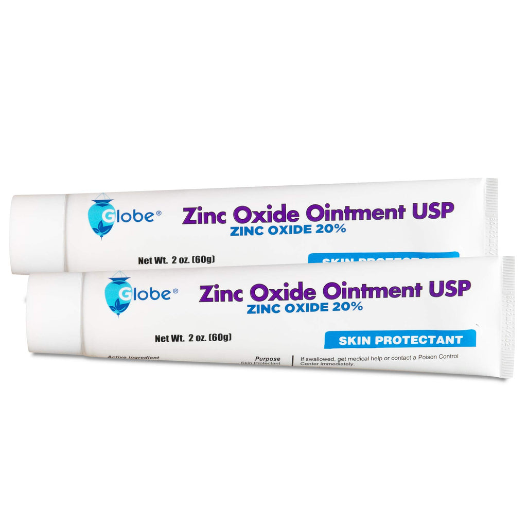 GLOBE Zinc Oxide Ointment 20%, 2 Ounce Tube, Advanced Skin Protection, for Diaper Rash, Relief from Poison Ivy, Sumac & Oak, Protects from Wetness, Protects Chafed Skin