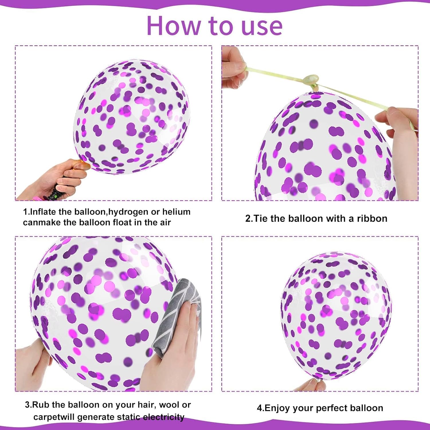 50PCS Metallic Purple & Pink Latex Balloons - 12 Inch Confetti Balloons for Birthday & Wedding Decor | Skiennix