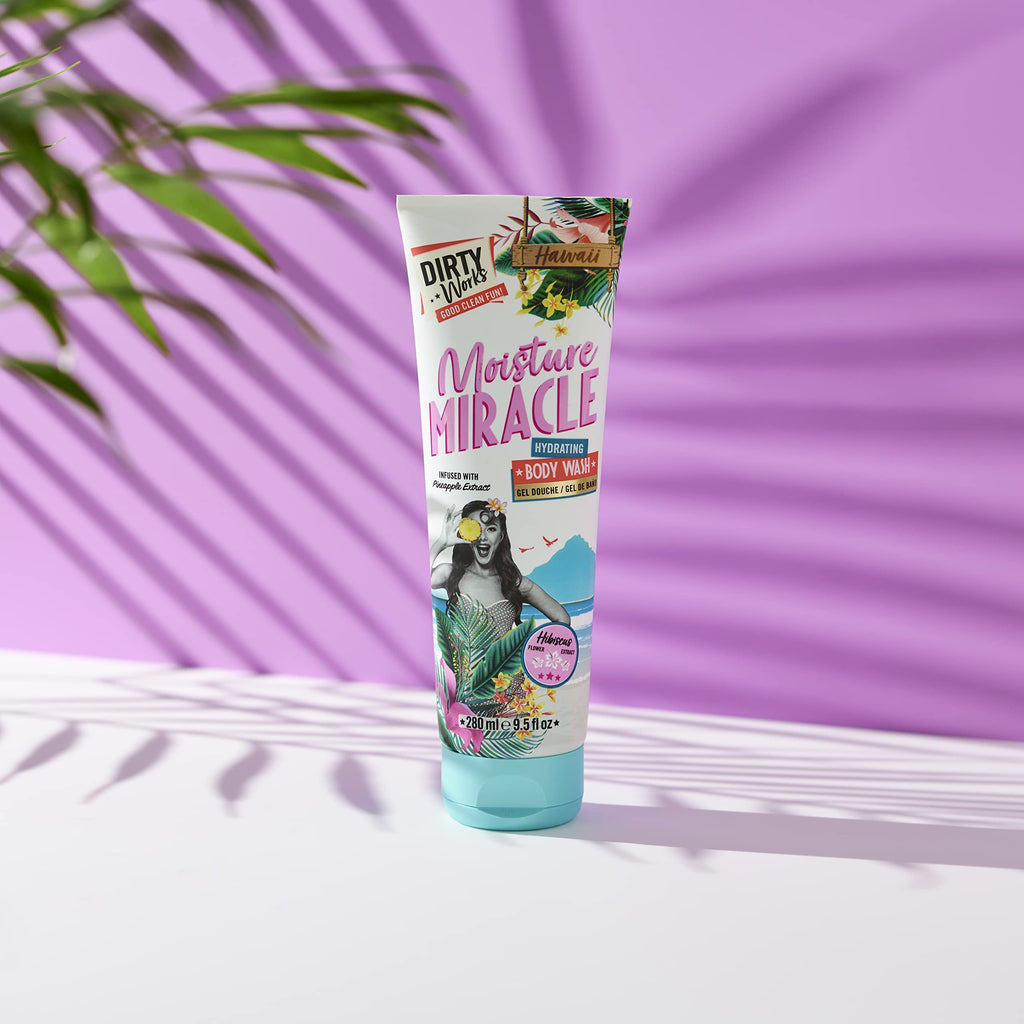 Dirty Works Moisture Miracle Hydrating Body Wash, Luxury Tropical Shower Gel, 280ml