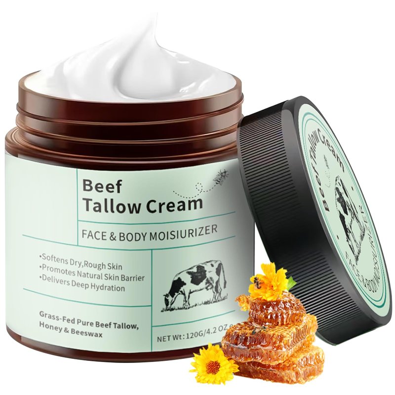 ZTSGU Beef Tallow for Face, Lasting Moisturizer Whipped Beef Tallow and Honey Balm for Face & Body Skin Care.(Unscented)