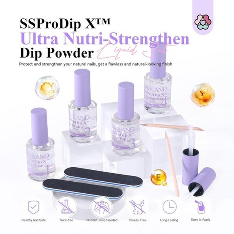 SAVILAND Dip Powder Liquid Set - HEMA-Free Nail Dipping System Essentials | 15 ml for DIY Strengthening at Home