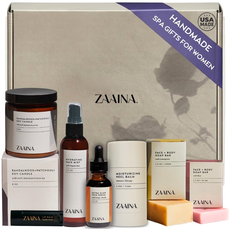 ZAAINA Spa Gift Set for Women - Valentines Day Gifts for Her, Luxury Self Care Package for Mom Wife Friend, Bath and Body Relaxation Spa Kit, Natural Pampering Care Package, Birthday Gifts for Women