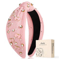 obeoby Pink Headbands for Women, Knotted Teacher Headband Non Slip Valentine's Day Bow Headband