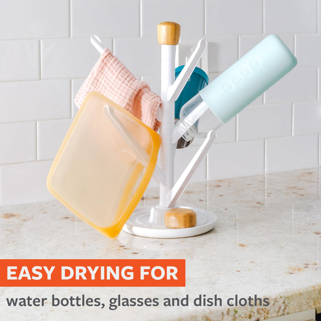 Full Circle Branch Out, Upright Kitchen Drying Rack, Ceramic Base, Perfect for Bottles, Dishcloths, and Bags