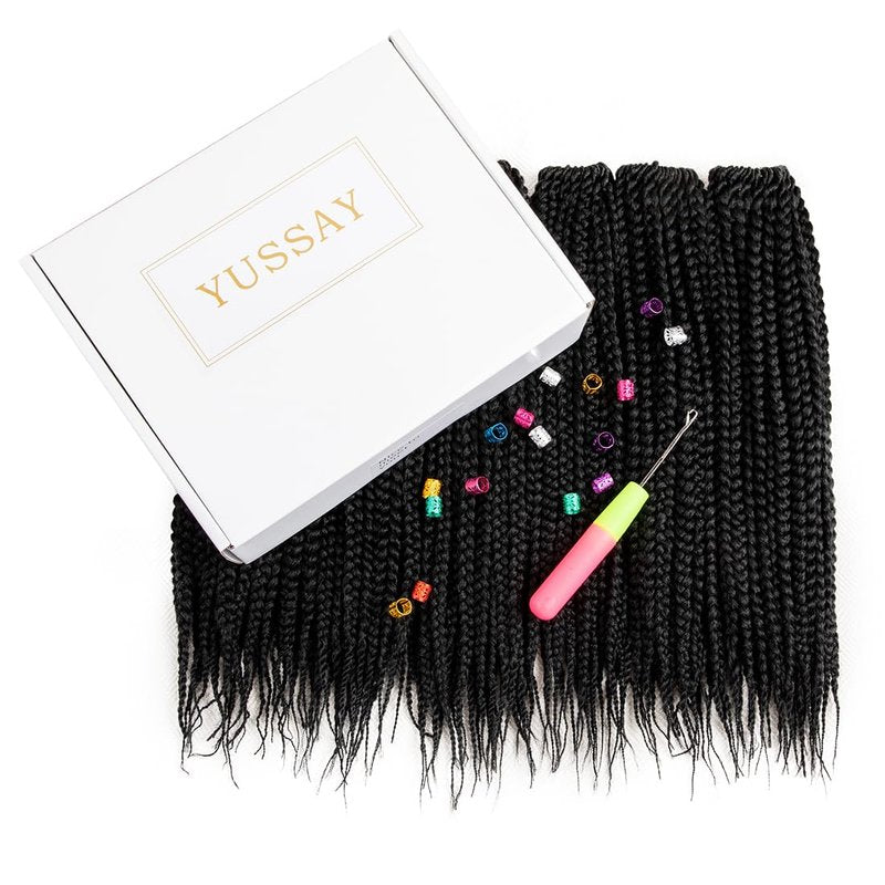 YUSSAY Crochet Box Braids 14 Inch 6 Packs 144 Strands Goddess Box Braids Crochet Hair Pre looped Crochet Hair for Black Women (14 Inch 1B)