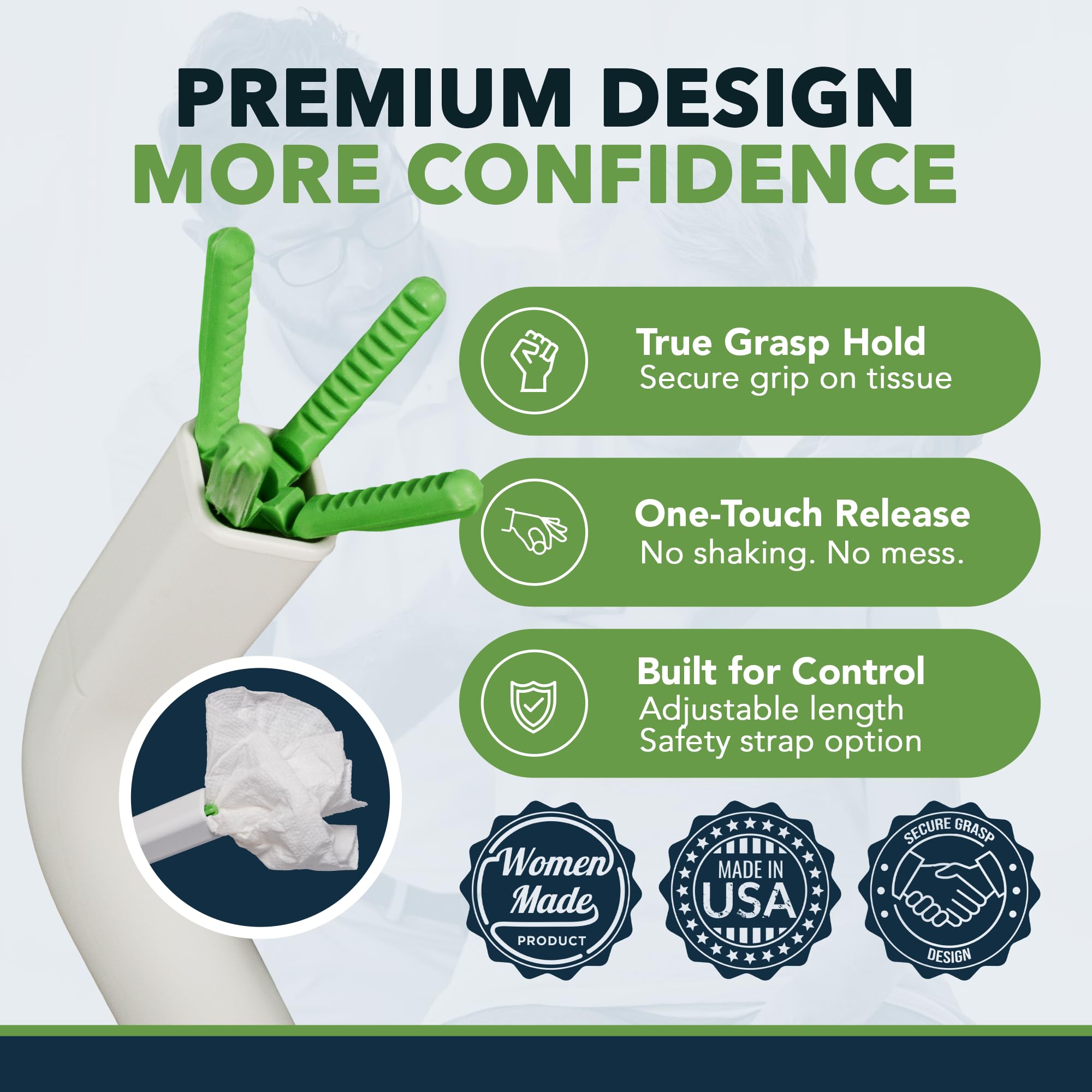 FreedomWand Multipurpose Toilet Aids - 20" Inch Wiping Aid Toileting for Women & Men, Butt Wiper Tool, Toilet Assist Device and Paper Extender, Ideal for Elderly, Disabled and Post Surgery Use