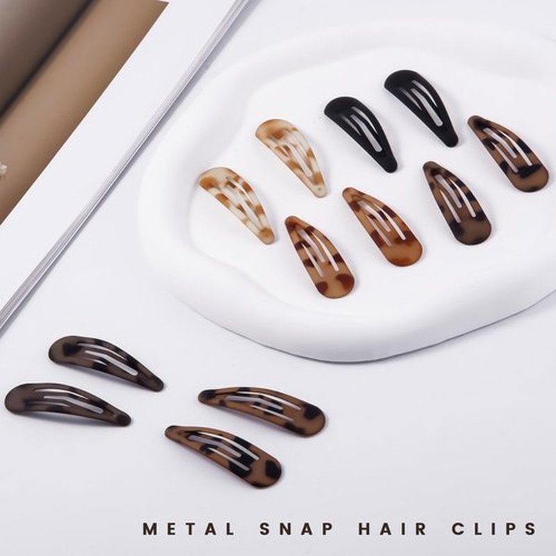 Cptots Small Hair Barrettes For Women No Slip Metal Snap Clips For Thin And Fine Hair,Matte Black Tortoiseshell,20 PCS,1.97 x 0.5 Inch.