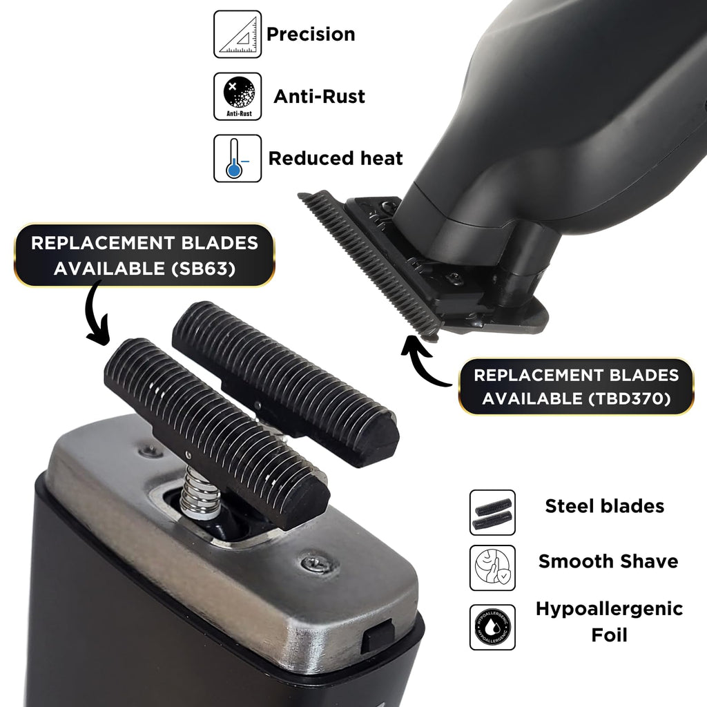 Supreme Trimmer Vader Trimmer & Crunch Foil Shaver Barber Haircutting Kit | Professional DLC T-Blade Beard Trimmer ST3778 & STF602 Waterproof IPX6 Shaver Set | (Acid)