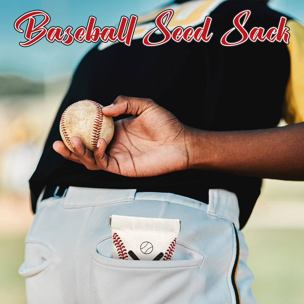 Mixweer 12 Sets Seed Pouch Bags with Message Gift Card Baseball Snack Bags Softball Seed Pouch for Players Team Gift for Field Team Party Favors(Beige,Baseball)