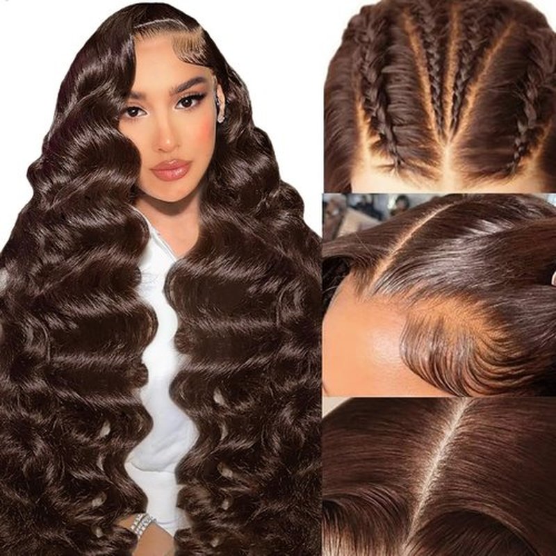 litmisr Chocolate Brown Lace Front 220% Density Brown Wig Human Hair 13x6 Hd Lace Front Wigs Human Hair Brown Pre Plucked with Baby Hair 26 Inch Brown Loose Body Wave Human Hair Wig for Women