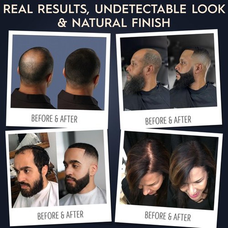 Hair Illusion | Black Real Fibers and Holding Spray for Thinning Hair - Natural Texture, 18g